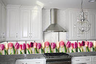 Кухонный фартук Тюльпаны кухонные фартуки для кухни на стену фотопечать скинали цветы 600*2000 мм