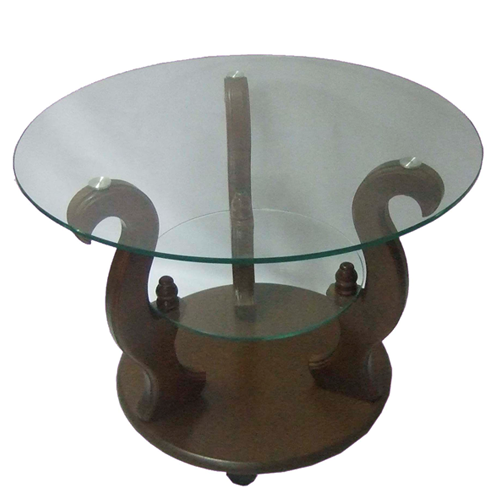Журнальний стіл скляний на дерев'яних опорах "Версаль" на колесах