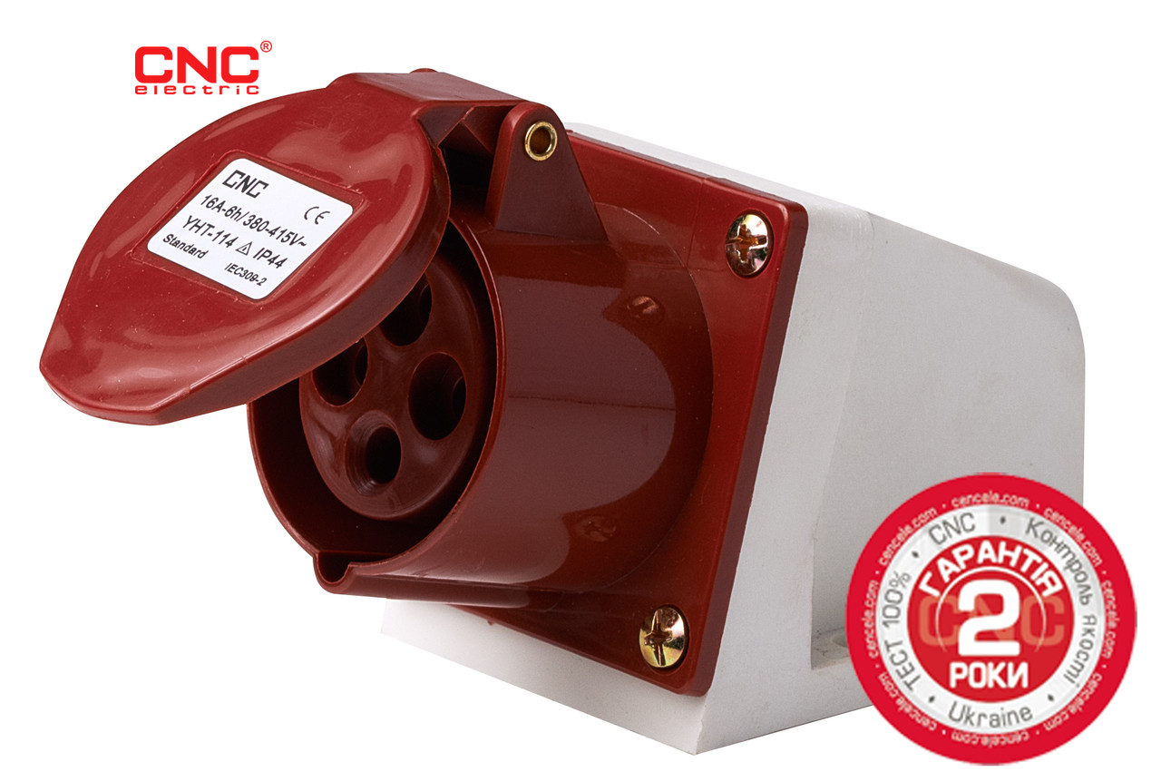 Розетка стаціонарна YHT-114-135, 16-63А, IP44, фото 1