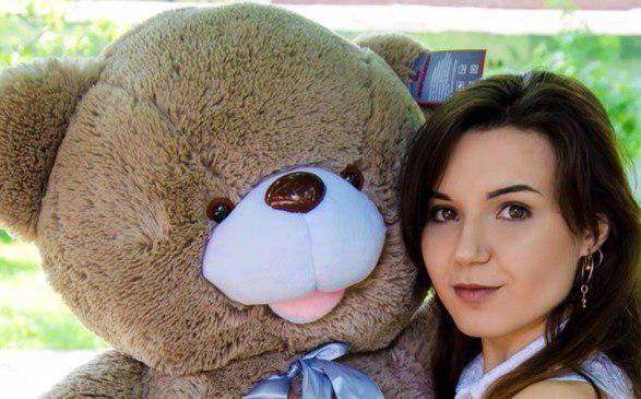 М'яка іграшка Ведмедик Бант 110 см Пухнастий м'який ведмедик М'яка плюшева іграшка для дівчат