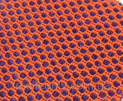 Сітка сумково-взуттєва на поролоні артекс (airtex) подвійний колір оранж синій