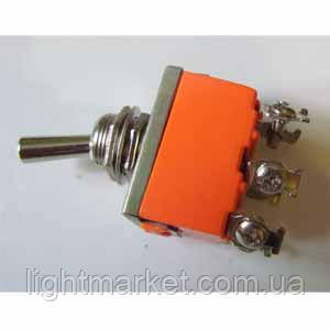 Тумблер on-off-on помаранчевий 6 pin болт 15A 250V tupe 322