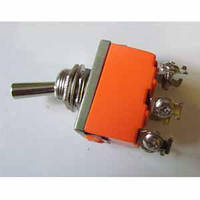 Тумблер on-off-on помаранчевий 6 pin болт 15A 250V tupe 322