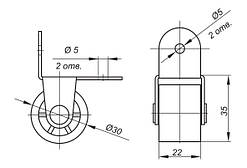 Ролик меблевий пластиковий Ф.313.30.01