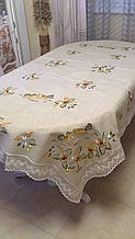 Скатертина вишита лляна машинна вишивка 360*180