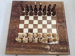 Шахмати-нарди ручної роботи з дерева різьблені Леви