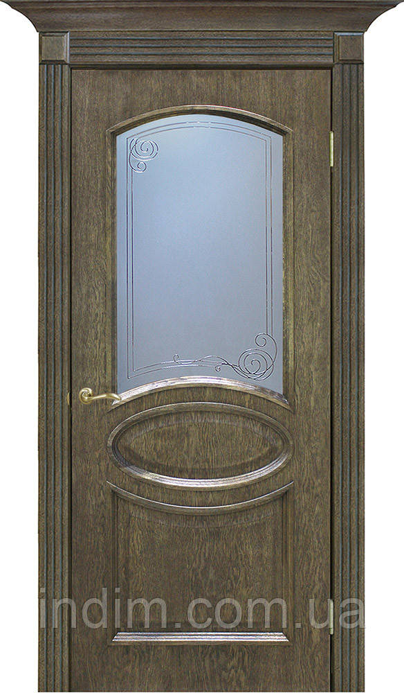 Двері натуральний шпон Лаура СС+КР дуб шервуд, фото 1