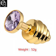 Анальна пробка S 75x30 mm золота ялиночка з каменем Flexy Gold Crystal Plug, фото 5