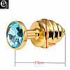 Анальна пробка S 75x30 mm золота ялиночка з каменем Flexy Gold Crystal Plug, фото 7