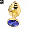 Анальна пробка S 75x30 mm золота ялиночка з каменем Flexy Gold Crystal Plug, фото 8