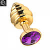 Анальна пробка S 75x30 mm золота ялиночка з каменем Flexy Gold Crystal Plug, фото 9