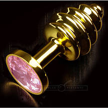 Анальна пробка S 75x30 mm золота ялиночка з каменем Flexy Gold Crystal Plug, фото 2