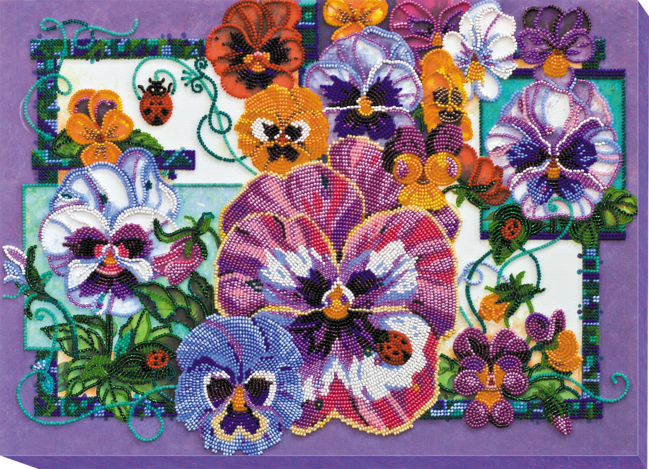 Набір для вишивки бісером Фіалки триколірні (42 х 30 см) Абрис Арт AB-609, фото 1