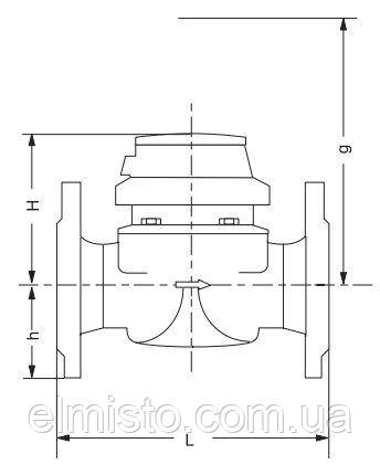 Габаритные размеры счетчиков для горячей воды Сенсус WPD FS схема Габаритные размеры счетчиков для горячей воды Сенсус WPD FS разрез