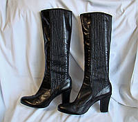 Сапоги женские демисезонные кожаные высокие черные Clarks (Размер 41)