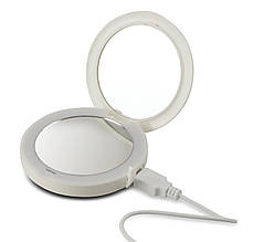 Компактне дзеркало Pretty&Powerful 2х збільшення з підсвіткою і функцією Powerbank HoMedics