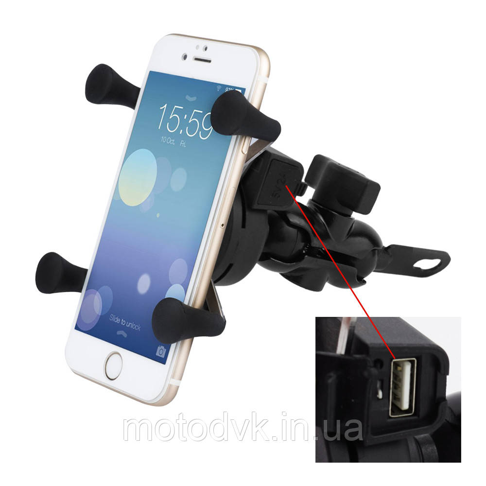 Держатель телефона на руль + USB-разъем (ID#683122016), цена: 387 ?, купить  на Prom.ua