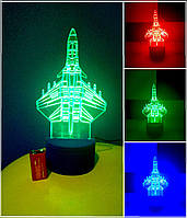 3d-светильник Самолет, 3д-ночник, несколько подсветок (на батарейке), подарок летчику мальчику