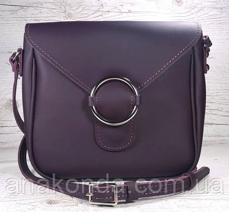 42 Натуральна шкіра, Сумка крос-боді жіноча, баклажан матовий (фіолетова, лілова), фото 1