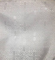 Тканина церковна Хрест Візантійський біла з білим візерунком Ткань церковная