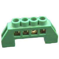 Клемник П-подібний. (шина нульова) в ізоляції зелений 4 отвори