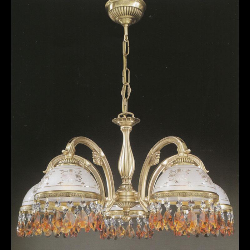 Люстра підвісна RECCAGNI ANGELO L 6001/5 бронза/serigrafia/topaz