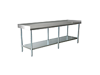 Стіл робочий з нержавіючої сталі, поличкою і бортиками 210 x 70 см