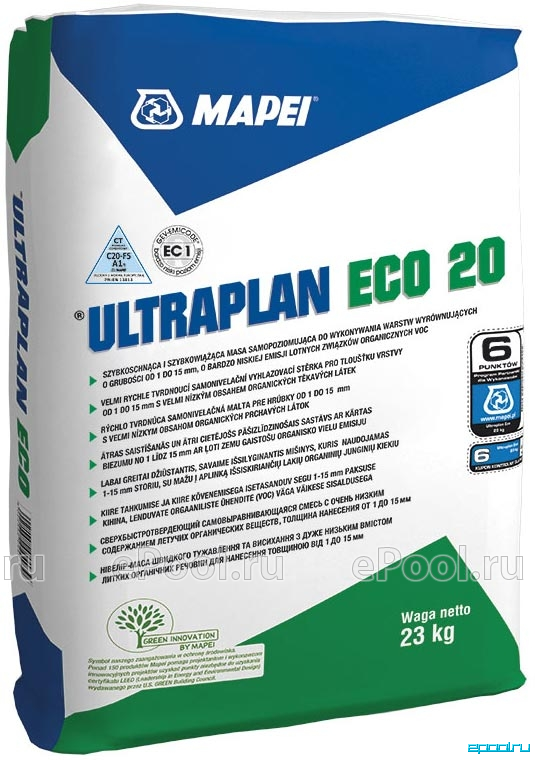 Самовирівнююча швидкотужавіюча суміш Ultraplan ECO 20 , 23 кг. Mapei.