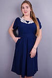 
Стильне жіноче плаття міді, синє великий розмір 52 розмір, фото 2