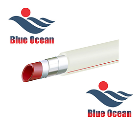 Поліпропіленова (Композит) труба Blue Ocean pn25 d25 з алюмінієм. Незачисна