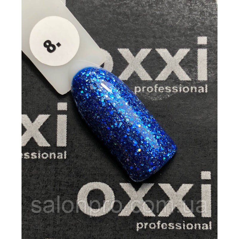 Гель-лак OXXI Professional Star Gel № 008 (синій, з блискітками та слюдою), 10 мл