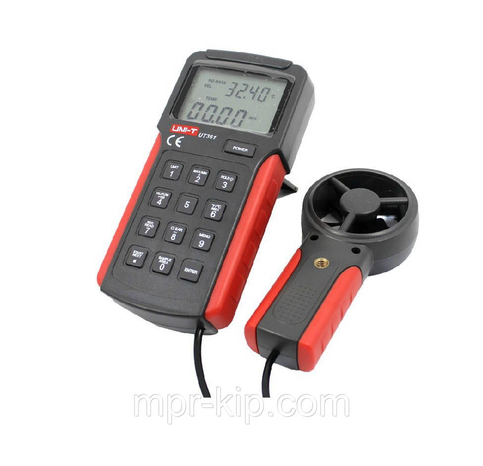Анемометр UNI-T UT361, діапазон 1,00-30,00 м/с; 0-40ºC; 0-999900m3/min, пам'ять 2044