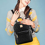 Набір жіночий - рюкзак, сумочка, косметичка, візитниця, брелок ведмедик (чорний), фото 9