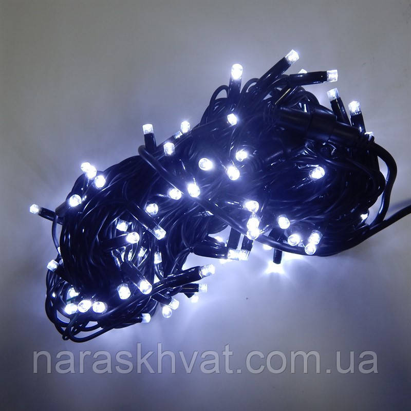 Гірлянда вулична Нитка LED 160, холодний білий, чорний дріт