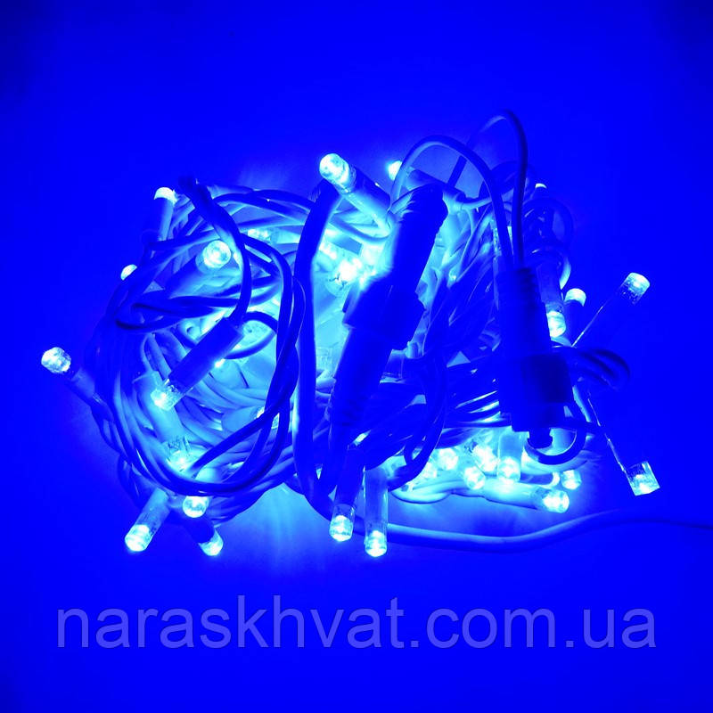 Гірлянда вулична Нитка LED 120, синя, білий дріт (1-44)