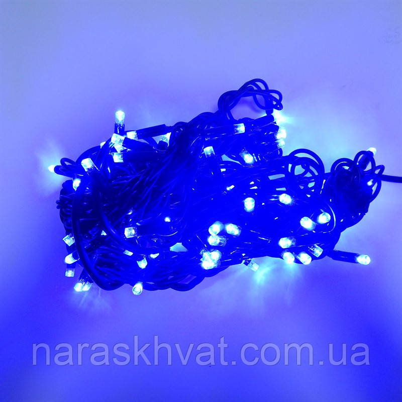 Гірлянда вулична Нитка LED 160, синій, чорний дріт