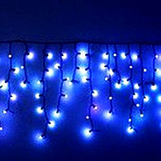 Гірлянда вулична Бахрома LED 120 синя, чорний провід