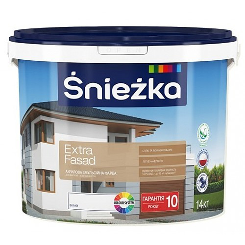 Краска фасадная Sniezka ЭКСТРА ФАСАД (снежно-белая) -14 кг, Украина (ID ...