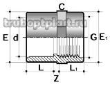 Муфта SO12 d. 110x4" ПВХ із внутрішньою різзю, фото 2