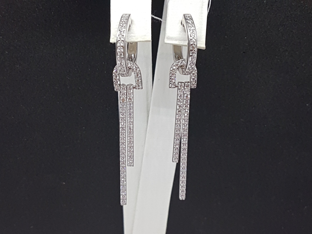 Срібні сережки з фіанітами.   25049р, фото 1