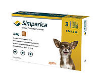 Симпарика (Simparica) от блох и клещей для собак, 3 таб.
