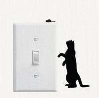 Наклейка на стену "Кот с мышей" - 13*4см
