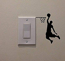 Наклейка на вимикач "Баскетболіст" - розмір стікера 14*11см