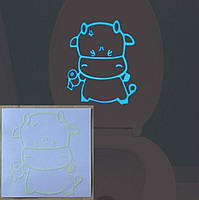 Світлонакопичувальна наклейка "Корова", голубим світиться - розмір стікера 15*15см