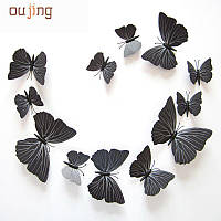 Чорні метелики на магніті - 12шт. (у набір також входить 2-х сторонній скотч)