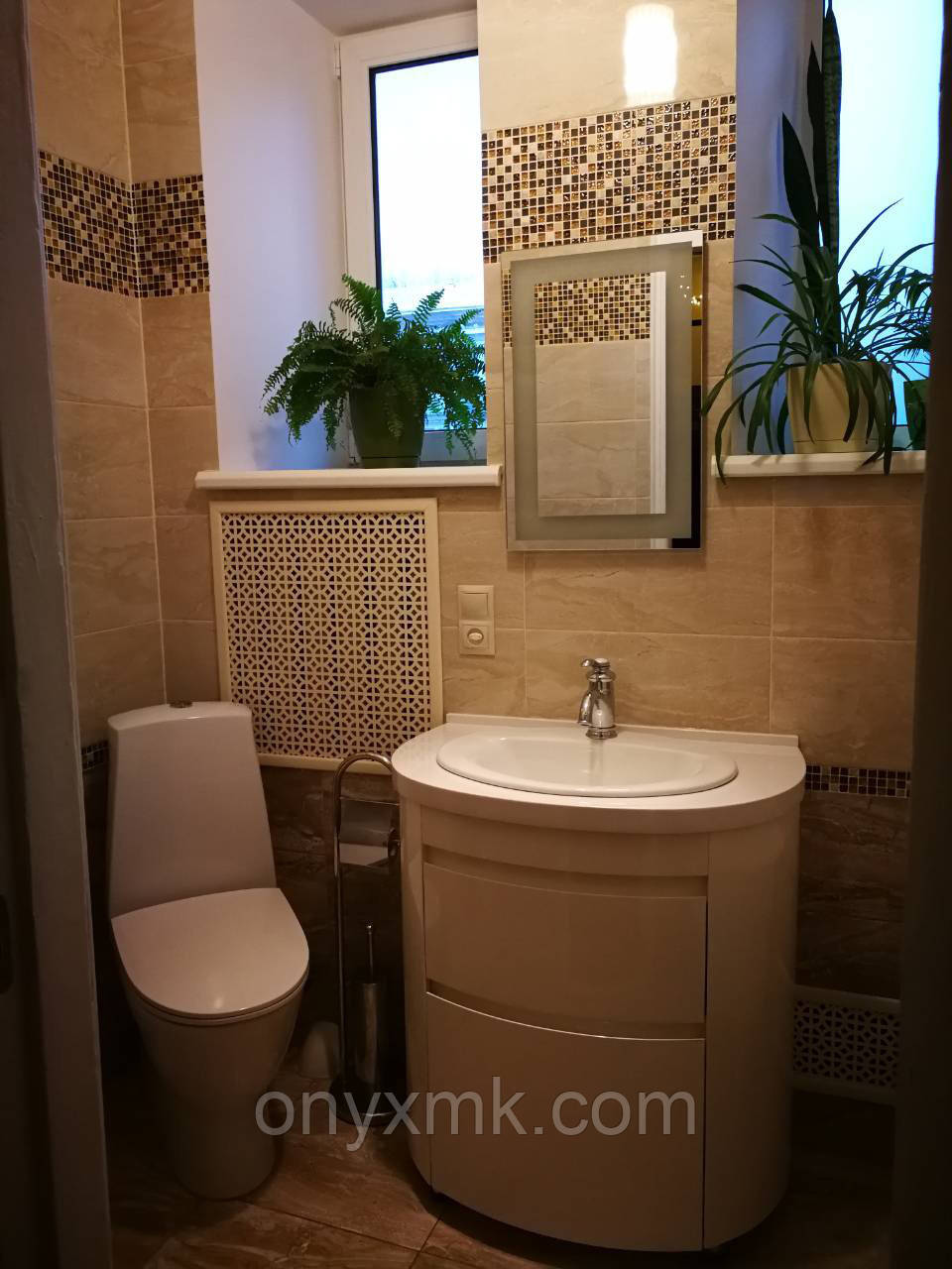 Овальна Тумба зі стільницею з каменю