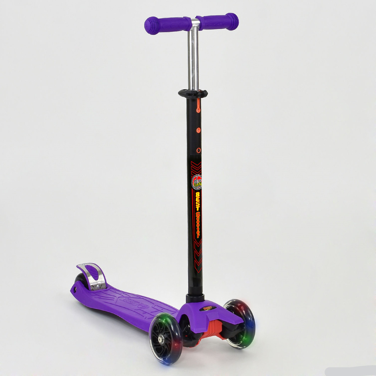 Самокат 466-113 / А 24639 Best Scooter MAXI ФІОЛЕТОВИЙ, пластмасовий, світло. колеса PU, трубка керма алюмінієвий