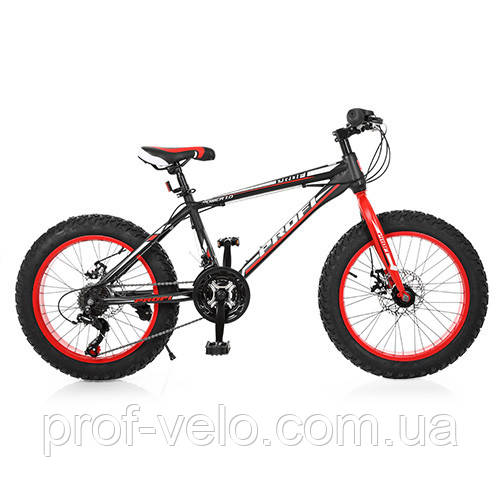 ВЕЛОСИПЕД 20 Д. FAT-BIKE POWER ЧЁРНО-КРАСНЫЙ,СТАЛЬ