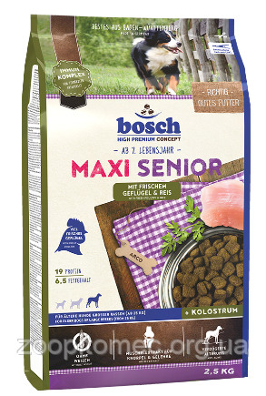 Корм Bosch (Бош) MAXI SENIOR для старіючих собак великих порід птах з рисом, 2,5 кг