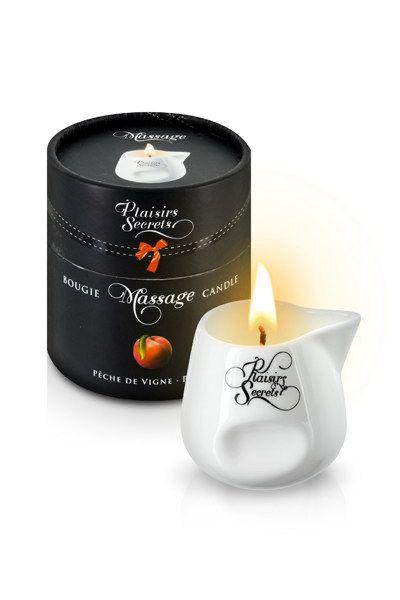 Масажна свічка з ароматом персика Plaisirs Secrets Peach, 80 мл.